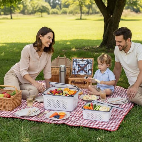 Fruit Storage Containers for Fridge with Removable Colanders