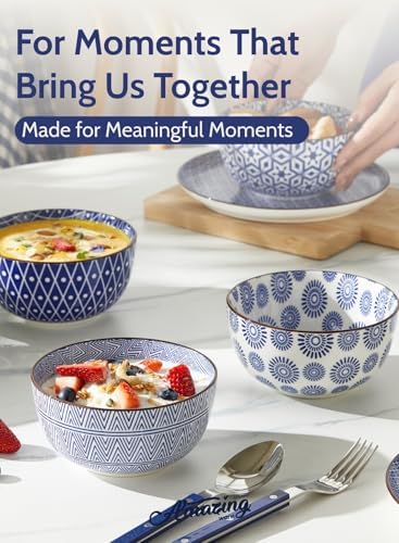 Porcelain Bowl - 20 Ounce for Cereal, Soup, Salad and Pasta, Microwave