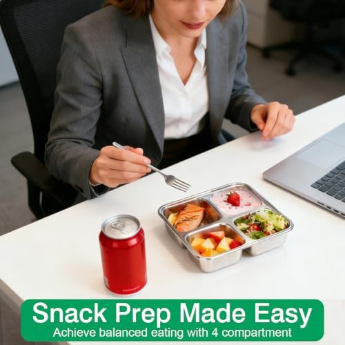 4 Pack Stainless Steel Snack Containers with Lids, Lunchable 4