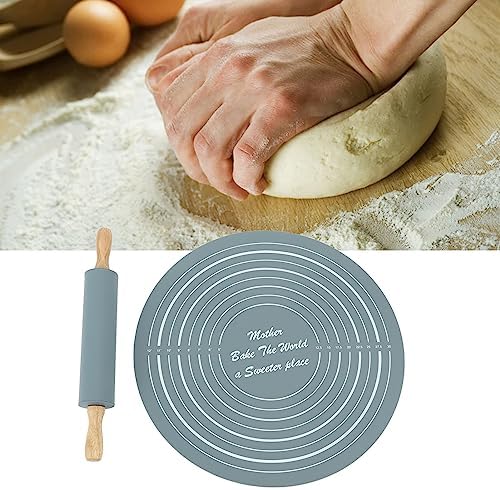 Tissting Silicone Rolling Pin and Kneading Mat Set, 13.2in/33.5cm