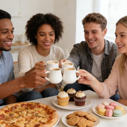 Coffee Cup Set of 6 with Saucers, 3.5 OZ Small Ceramic Espresso Cups