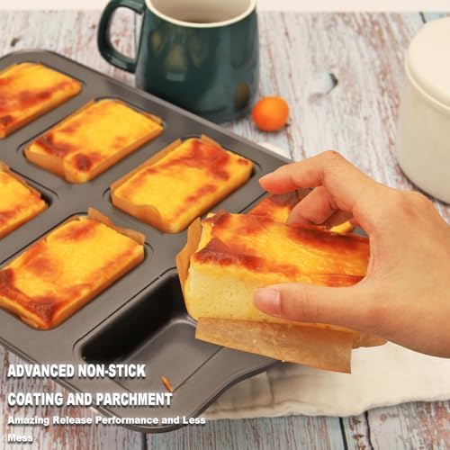 Mini Loaf Baking Pans Set 8-Cavity with 200 PCS Parchment Liners