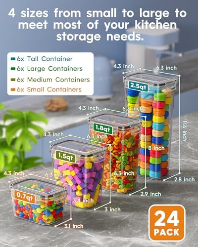 KEMETHY 24 PCS Airtight Food Storage Containers, BPA-free