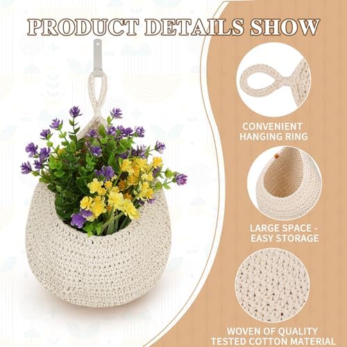 Hanging Fruit Baskets for Kitchen - 6 Pack Boho Wall Hanging
