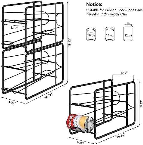 MOOACE 4 Pack Can Organizer for Pantry, Stackable Soda Can Dispenser Rack