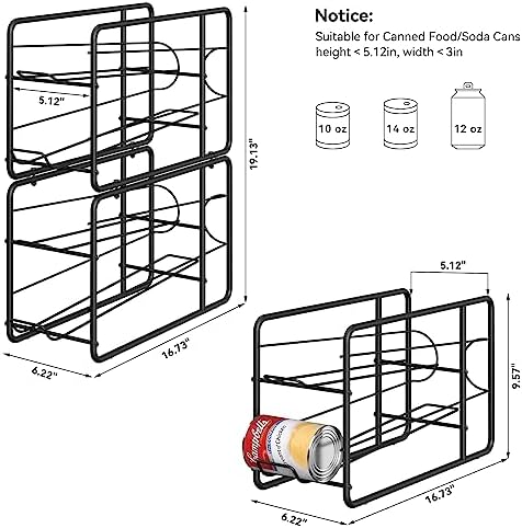 MOOACE Can Organizer for Pantry, 4 Pack, Black