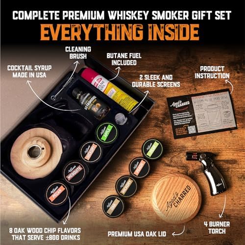 Whiskey Smoker Kit with Torch and Butane and Old Fashioned Syrup