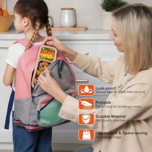 3 Pack Stainless Steel Snack Containers, Orange