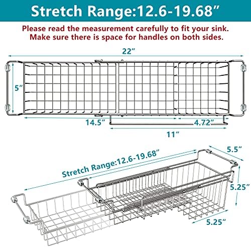 Over-the-Sink Expandable Stainless Steel Caddy, 14.5-22 in