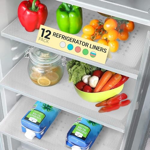 Refrigerator Liners for Shelves (12 Pack) by Linda’s Essentials