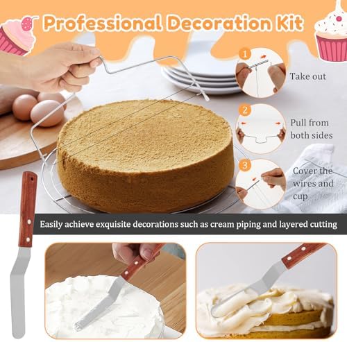 Springform Cake Pan Sets with Cake Decorating Kit, Round Non-Stick