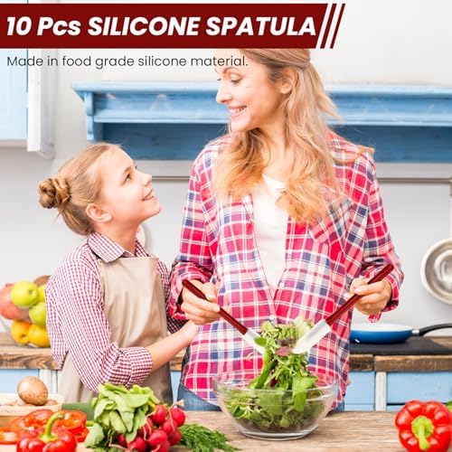 10 Pcs 10 Inch Flexible Rubber Spatulas, Silicone Spatula Set