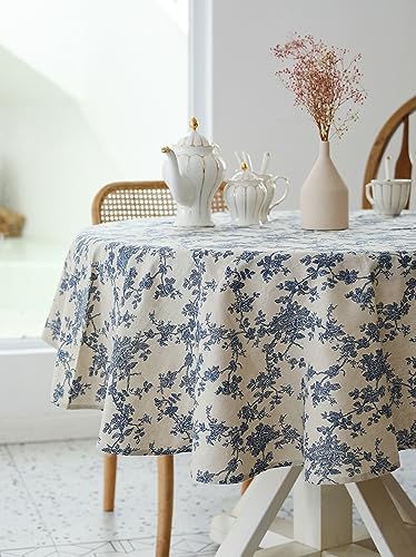 YiHomer Pastoral Round Table Cloth 100% Polyester Fabric 60 Inch