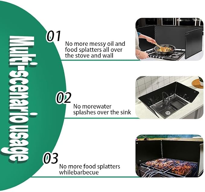 Large 3 Sided Splatter Guard for Frying Stove Top, Oil Splash Guard Cooking for - Image 5