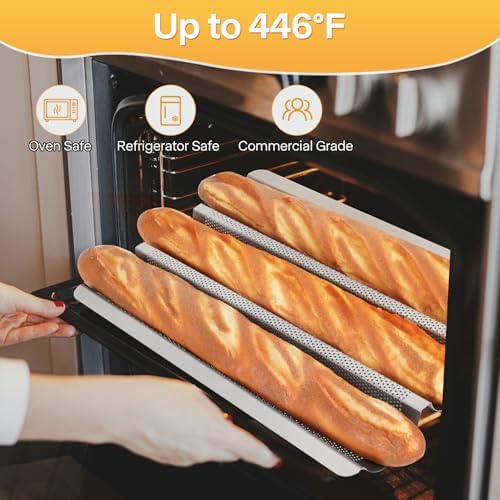 3-Pack 4-Cup Standard Muffin Pans & Perforated French Baguette Bread