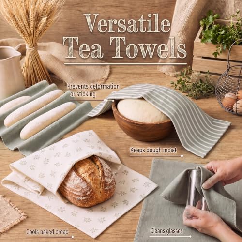 Batiyeer 6 Pcs Sage Green Cotton Tea Towel for Baking Sourdough Bread