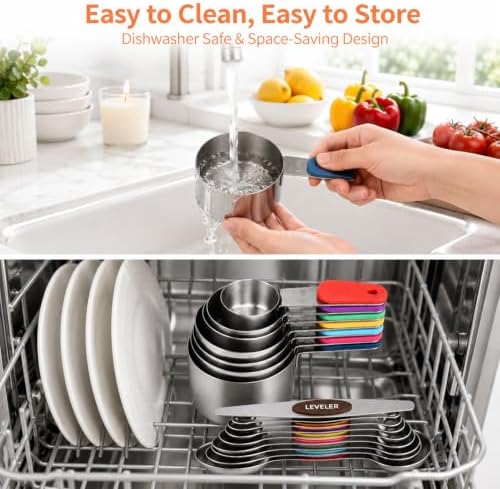 Magnetic Measuring Cups and Spoons Set, 304 Stainless Steel