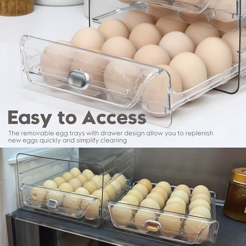 Sea Team Stackable Clear Acrylic Refrigerator Egg Tray, 40-Slot