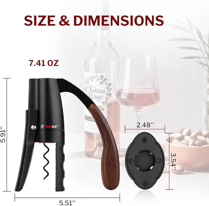 Forge Quality Compact Vertical Lever Corkscrew Wine Opener - Image 7