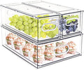 Set of 3 Stackable Refrigerator Organizer Bins Pull-Out Drawers for