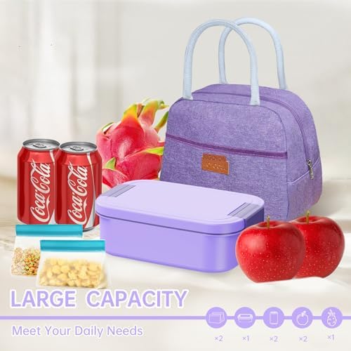 JBGOYON Bento Box and Lunch Bag Set, Purple