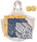 Reusable Beeswax Wrap Set, 9 Pack, Mesh Grocery Bag