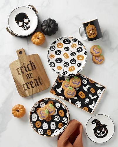 Oneida Vintro Halloween 4-Piece Accent Plates, Appetizer Plate Set for