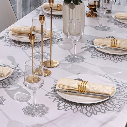 Snowkingdom 12 Pack of Silver Placemats Metallic Vinyl Dinning Table