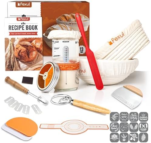 Sourdough Starter Kit with 9” Round & 10” Oval Banneton Bread Proofing