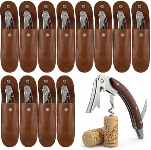 Hushee 12 Set Bulk Server Wine Keys Wine Openers with Leather Pouch