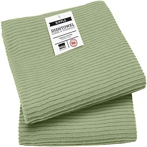 Now Designs Ripple Cotton Dish Towels Sage 18 x 28in, Set of 2