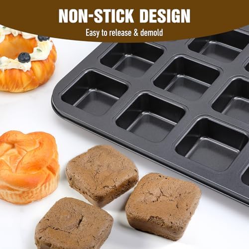 2 Pack Mini Brownie Pan with Dividers, Brownie Bite Pan, 12 Cavity