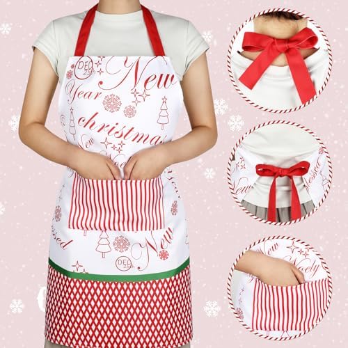 TRIWORKS Christmas Apron with Pocket Women Kitchen Apron for Cooking