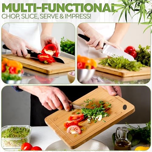 Wood Cutting Boards Set of 3 – Non-Toxic Bamboo Chopping Boards for
