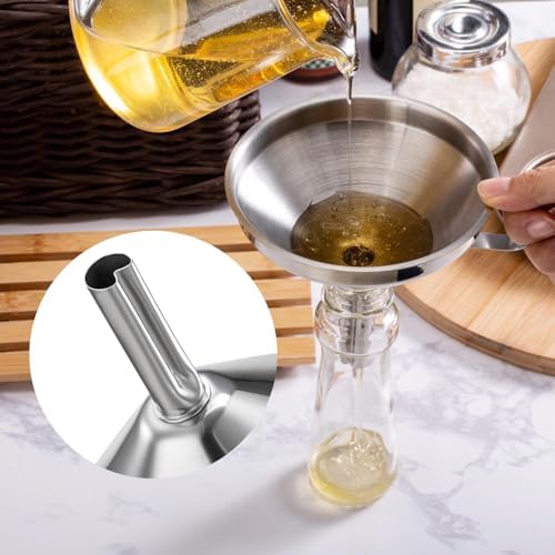 5 Inch Stainless Steel Funnel with Strainer and 200 Fine Mesh Filter