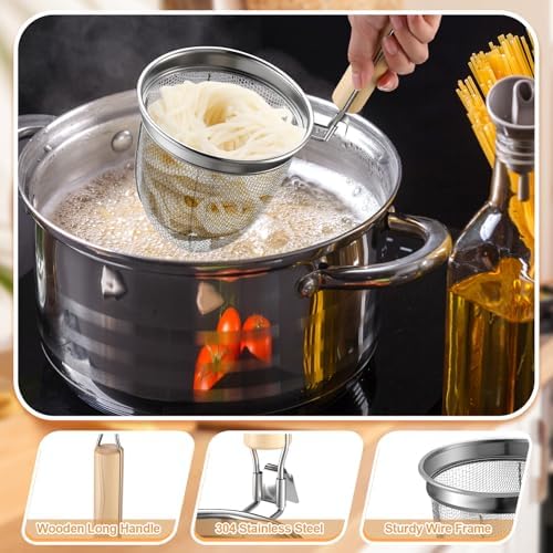 Patelai 8 Pcs Pasta Strainer Basket 5.5"x5.5" Stainless Steel Noodle