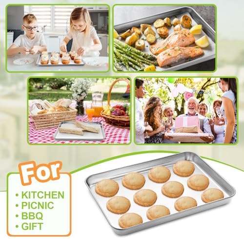 Half Sheet Pan of 2, CEKEE Stainless Steel Baking Sheet Pan Tray