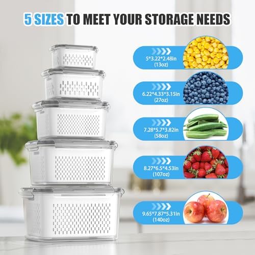 damynuo 10 Pack Fruit Storage Containers with Colander