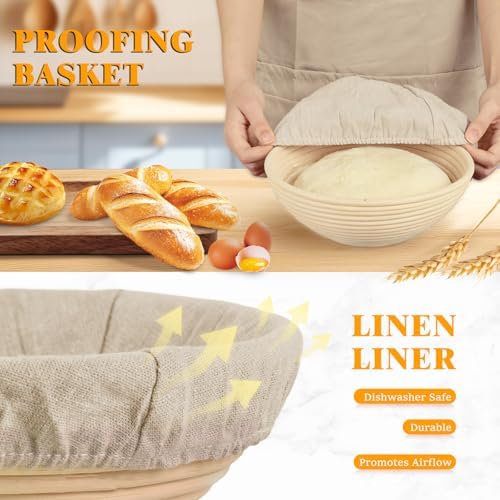 Sourdough Starter Kit & Bread Baking Supplies Set - 9" Proofing