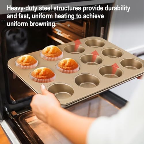 2 Pack Premium Nonstick Bakeware 12-Cup, Mini Muffin Pan, Dishwasher