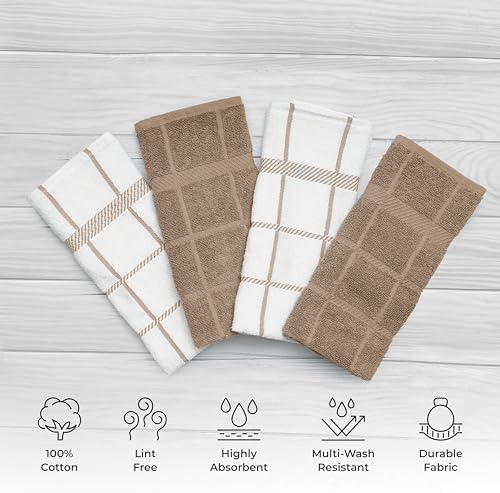 100% Cotton Terry Dish Towels, 4 pack16 x26 Inches, Super Soft and