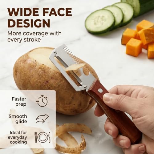 2.5mm Stainless Steel peeler with Wooden Handle - Shredding Knife or