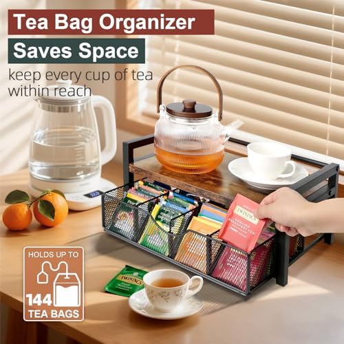 Tea Bag Organizer, Tea Bag Holder Organizer with 8-Compartment
