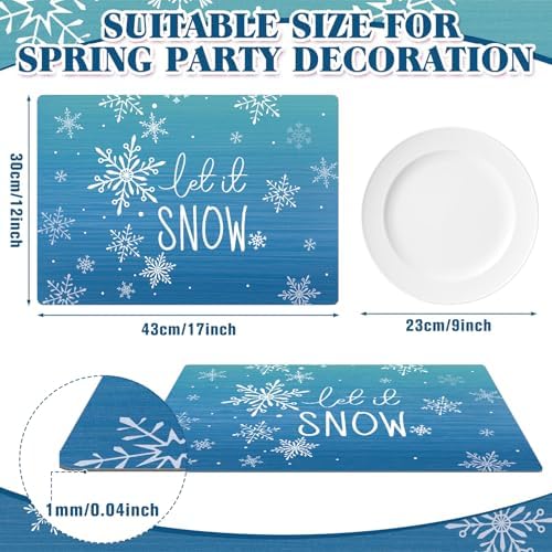 Set of 6 Blue Christmas Placemats 17x12'' Snowman Plastic Place Mats
