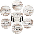 Vintage Farmhouse Coasters for Drinks, Set of 6, Ceramic Stone Vintage