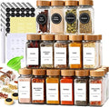 24-Piece Spice Jars Set by Le'raze: Glass Jars with Bamboo Lids