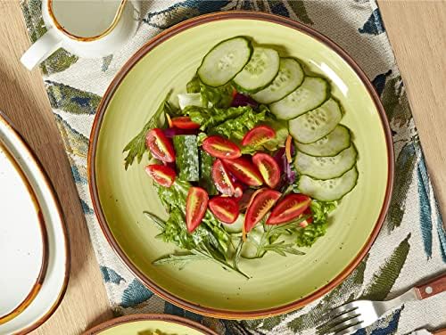 ONEMORE Porcelain Plates Set 10.5 inch Large Dinner Plates for Salad