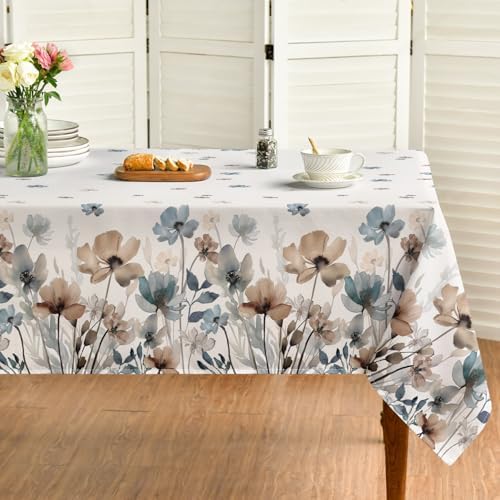 Horaldaily Watercolor Flowers Tablecloth 60x84 Inch Rectangular