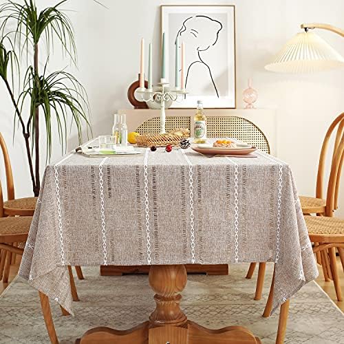 Chassic 60 x 84 inches Farmhouse Style Linen tablecloths, Wrinkle