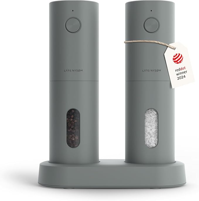 LARS NYSØM Electric Salt and Pepper Grinder Set, USB Rechargeable, Automatic by LN